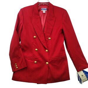 90s Pendleton Womens Red Wool Blazer Size 6 Double Breasted Gold Buttons NWT